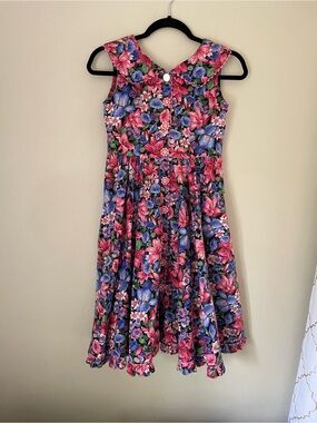 Handmade Vintage Floral Cotton Dress Size Small